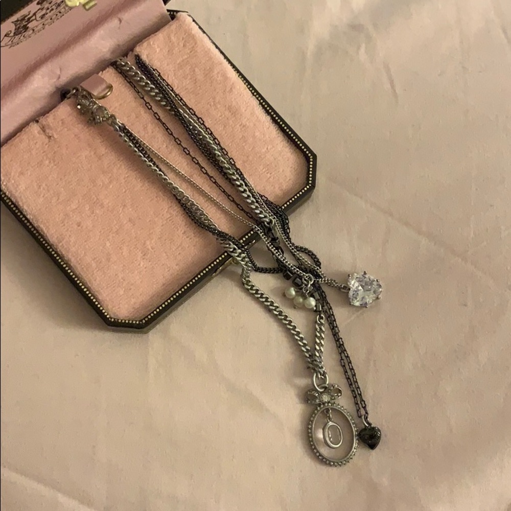 Juicy Couture Necklace Multi Strand Pave Bow Nk
